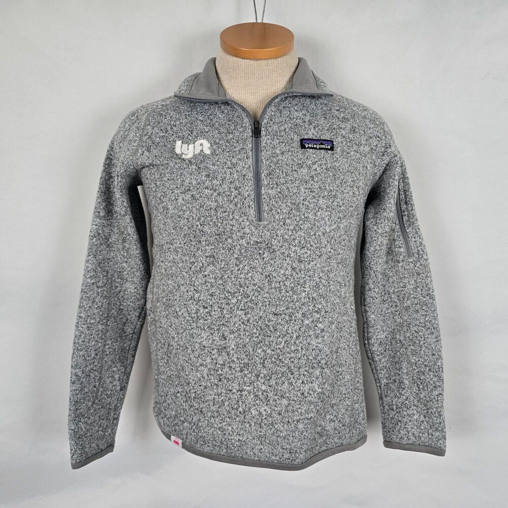 Patagonia Sweater Women's Small Gray Double Logo Quarter Zip Long Sleeve Pocket